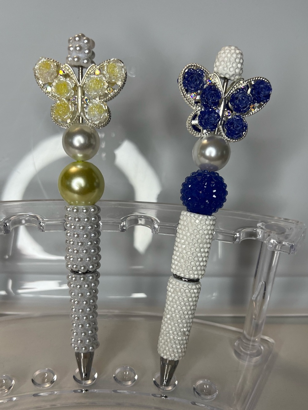 Set of two handmade butterfly pens